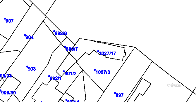 Parcela st. 1027/17 v KÚ Sobědruhy, Katastrální mapa