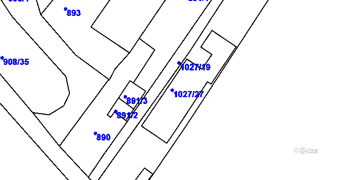 Parcela st. 1027/27 v KÚ Sobědruhy, Katastrální mapa
