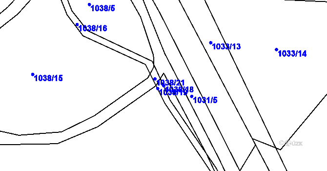 Parcela st. 1038/18 v KÚ Sobědruhy, Katastrální mapa