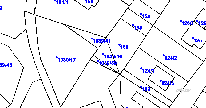 Parcela st. 1039/16 v KÚ Sobědruhy, Katastrální mapa
