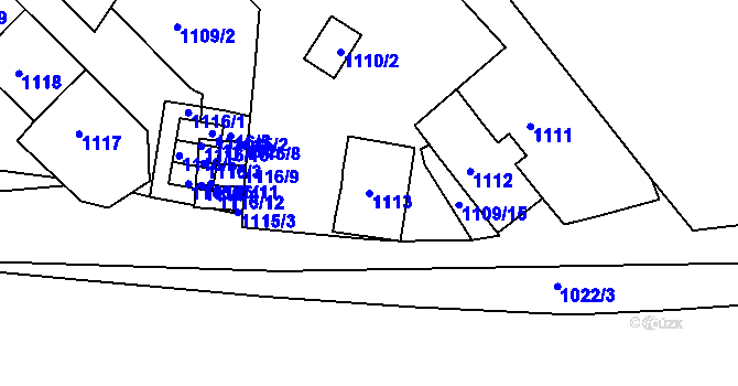 Parcela st. 1113 v KÚ Sobědruhy, Katastrální mapa