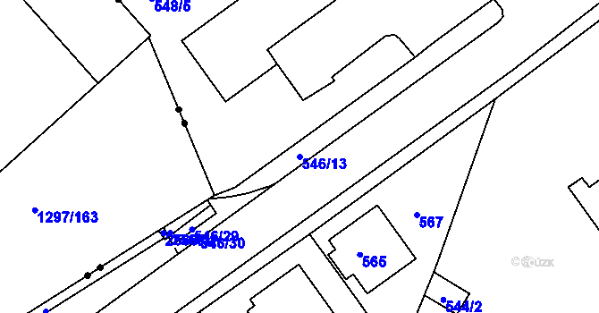 Parcela st. 546/13 v KÚ Sobědruhy, Katastrální mapa
