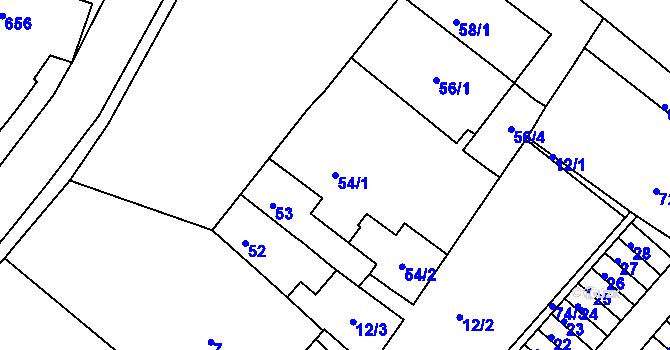 Parcela st. 54/1 v KÚ Sobědruhy, Katastrální mapa