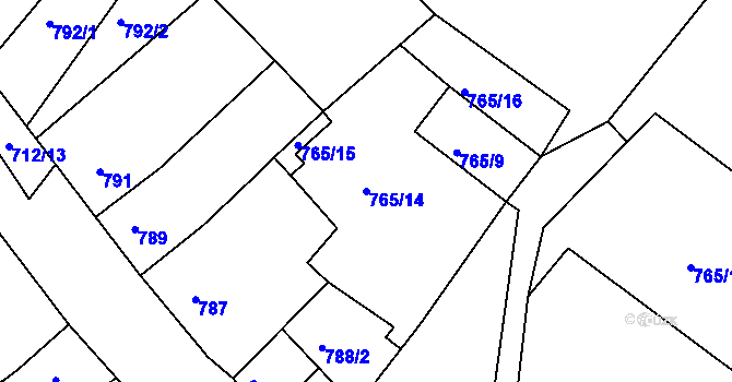 Parcela st. 765/14 v KÚ Sobědruhy, Katastrální mapa