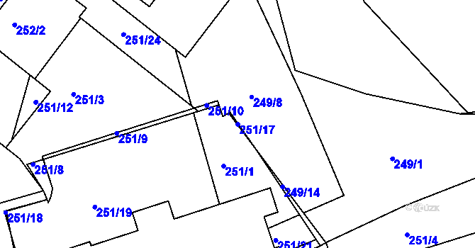 Parcela st. 251/17 v KÚ Sobědruhy, Katastrální mapa