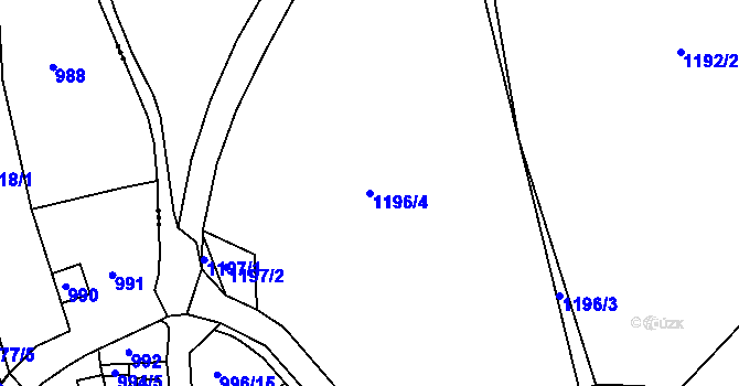 Parcela st. 1196/4 v KÚ Sobědruhy, Katastrální mapa