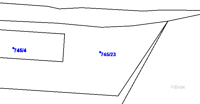 Parcela st. 745/23 v KÚ Sobědruhy, Katastrální mapa