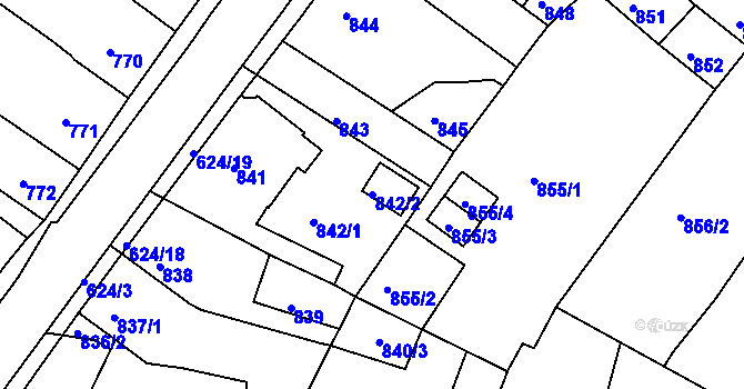 Parcela st. 842/2 v KÚ Sobědruhy, Katastrální mapa