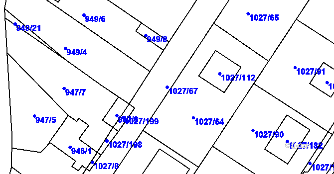 Parcela st. 1027/67 v KÚ Sobědruhy, Katastrální mapa