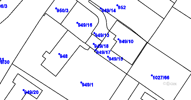 Parcela st. 949/17 v KÚ Sobědruhy, Katastrální mapa