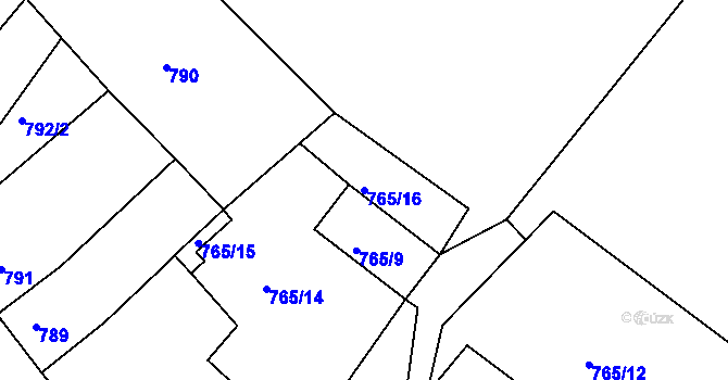 Parcela st. 765/16 v KÚ Sobědruhy, Katastrální mapa