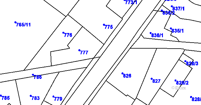 Parcela st. 624/17 v KÚ Sobědruhy, Katastrální mapa