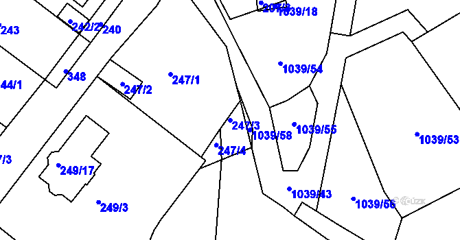 Parcela st. 247/3 v KÚ Sobědruhy, Katastrální mapa