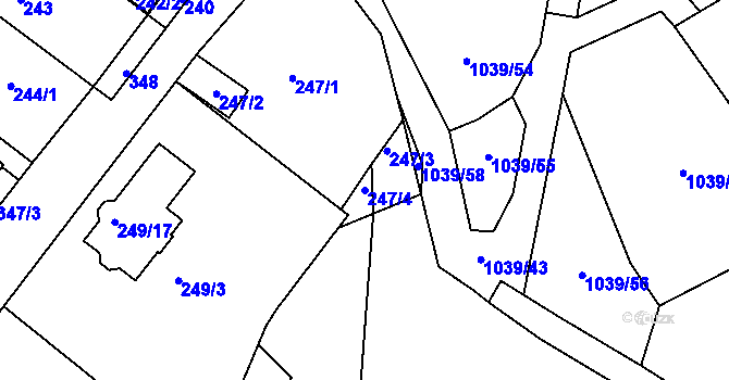 Parcela st. 247/4 v KÚ Sobědruhy, Katastrální mapa