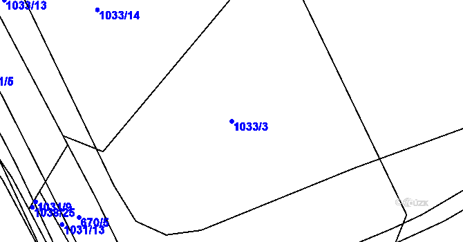 Parcela st. 1033/3 v KÚ Sobědruhy, Katastrální mapa