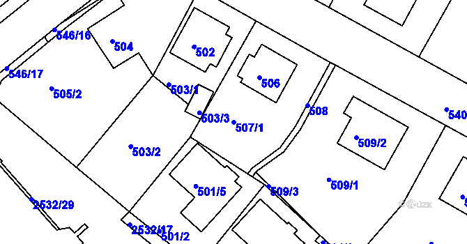 Parcela st. 507/1 v KÚ Sobědruhy, Katastrální mapa