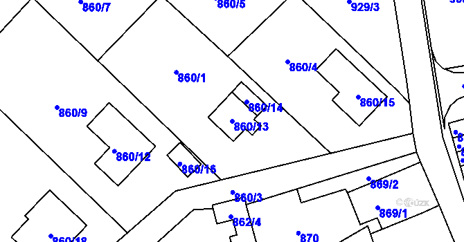 Parcela st. 860/13 v KÚ Sobědruhy, Katastrální mapa