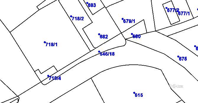 Parcela st. 546/18 v KÚ Sobědruhy, Katastrální mapa