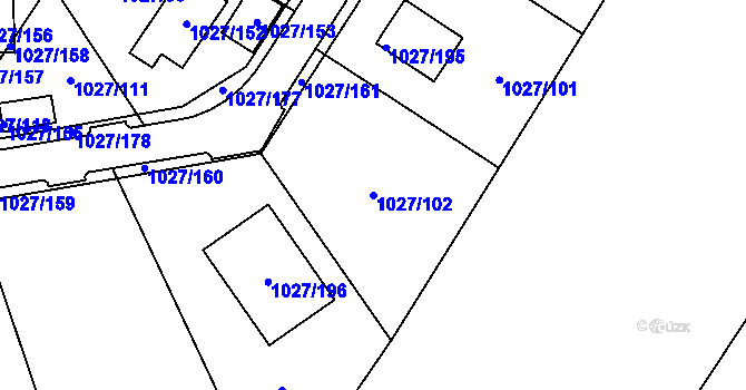 Parcela st. 1027/102 v KÚ Sobědruhy, Katastrální mapa