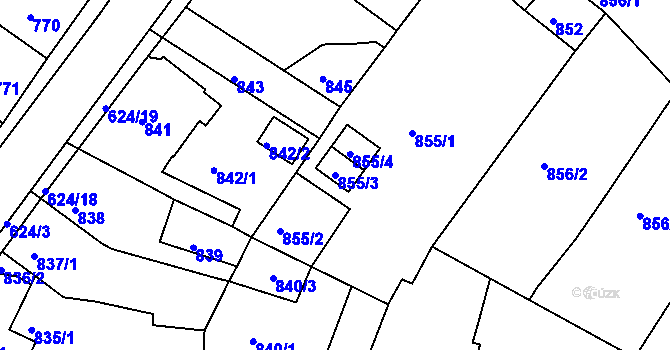 Parcela st. 855/3 v KÚ Sobědruhy, Katastrální mapa