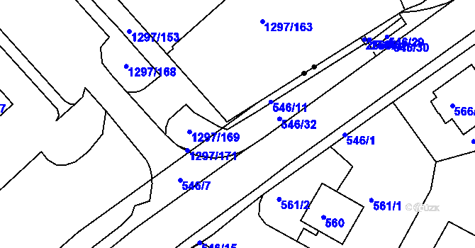 Parcela st. 546/27 v KÚ Sobědruhy, Katastrální mapa