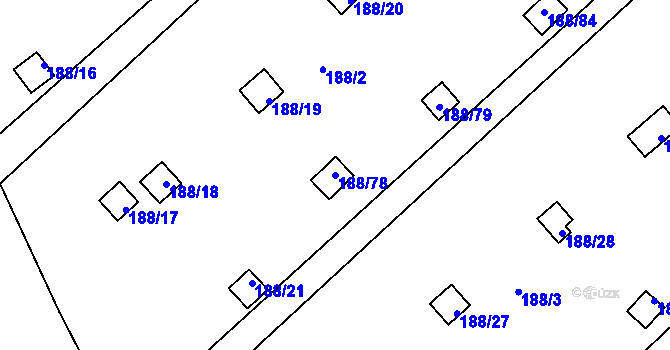 Parcela st. 188/78 v KÚ Sobědruhy, Katastrální mapa