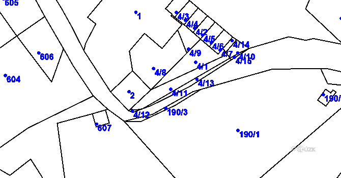 Parcela st. 4/11 v KÚ Sobědruhy, Katastrální mapa