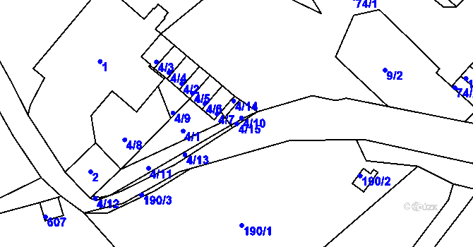 Parcela st. 4/15 v KÚ Sobědruhy, Katastrální mapa