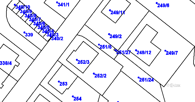 Parcela st. 251/25 v KÚ Sobědruhy, Katastrální mapa