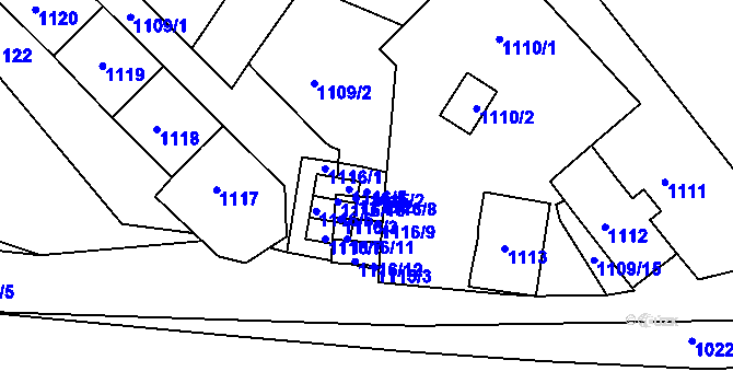 Parcela st. 1115/2 v KÚ Sobědruhy, Katastrální mapa