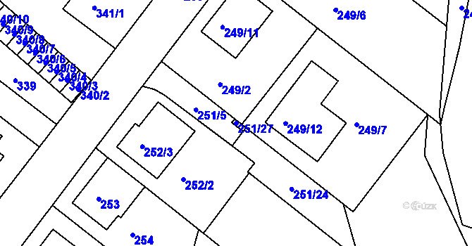 Parcela st. 251/27 v KÚ Sobědruhy, Katastrální mapa