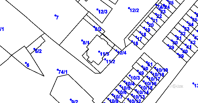 Parcela st. 11/3 v KÚ Sobědruhy, Katastrální mapa