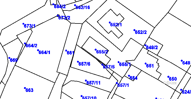 Parcela st. 655/2 v KÚ Sobědruhy, Katastrální mapa
