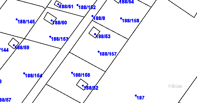 Parcela st. 188/157 v KÚ Sobědruhy, Katastrální mapa