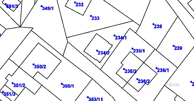 Parcela st. 234/2 v KÚ Sobědruhy, Katastrální mapa