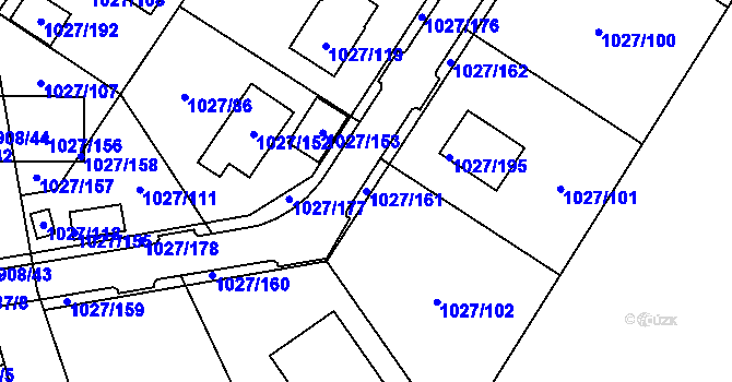 Parcela st. 1027/161 v KÚ Sobědruhy, Katastrální mapa