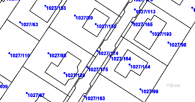 Parcela st. 1027/174 v KÚ Sobědruhy, Katastrální mapa