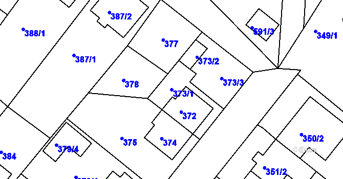 Parcela st. 373/1 v KÚ Sobědruhy, Katastrální mapa