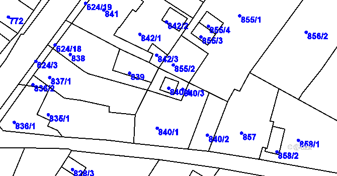 Parcela st. 840/4 v KÚ Sobědruhy, Katastrální mapa