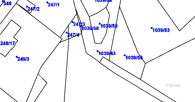 Parcela st. 1039/43 v KÚ Sobědruhy, Katastrální mapa