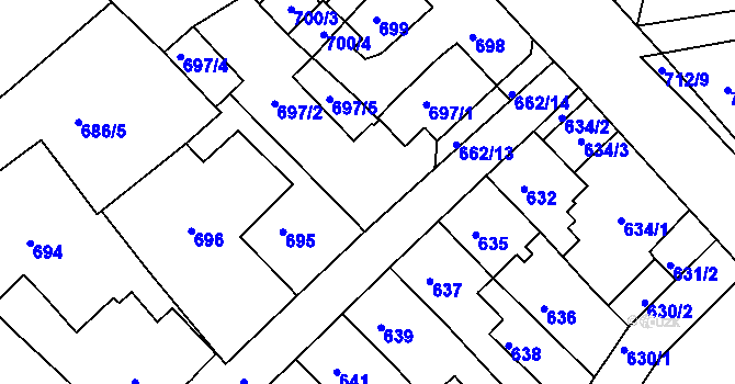 Parcela st. 697/7 v KÚ Sobědruhy, Katastrální mapa