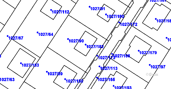 Parcela st. 1027/182 v KÚ Sobědruhy, Katastrální mapa