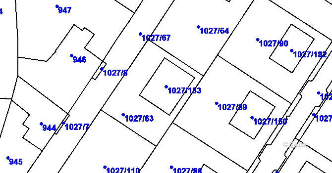 Parcela st. 1027/183 v KÚ Sobědruhy, Katastrální mapa