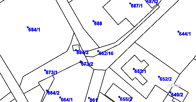 Parcela st. 662/16 v KÚ Sobědruhy, Katastrální mapa