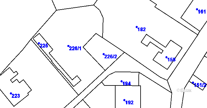 Parcela st. 226/2 v KÚ Sobědruhy, Katastrální mapa