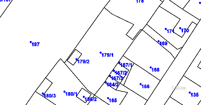 Parcela st. 179/1 v KÚ Sobědruhy, Katastrální mapa