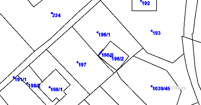 Parcela st. 196/5 v KÚ Sobědruhy, Katastrální mapa
