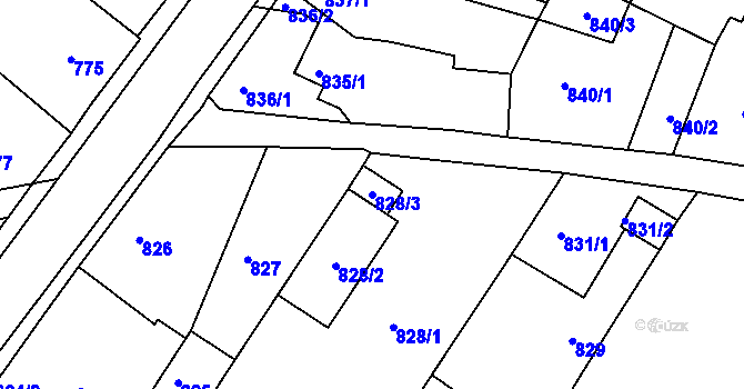 Parcela st. 828/3 v KÚ Sobědruhy, Katastrální mapa