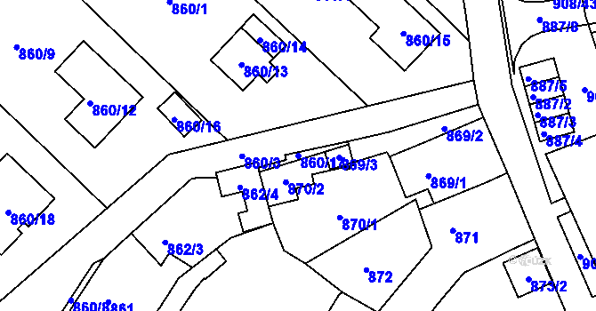 Parcela st. 860/17 v KÚ Sobědruhy, Katastrální mapa