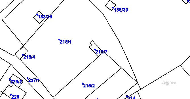 Parcela st. 215/7 v KÚ Sobědruhy, Katastrální mapa